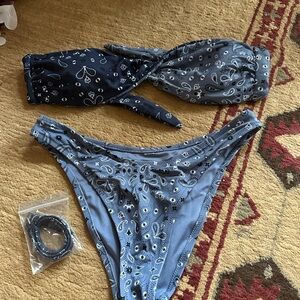 PINK Victoria's Secret Blue Paisley Bikini